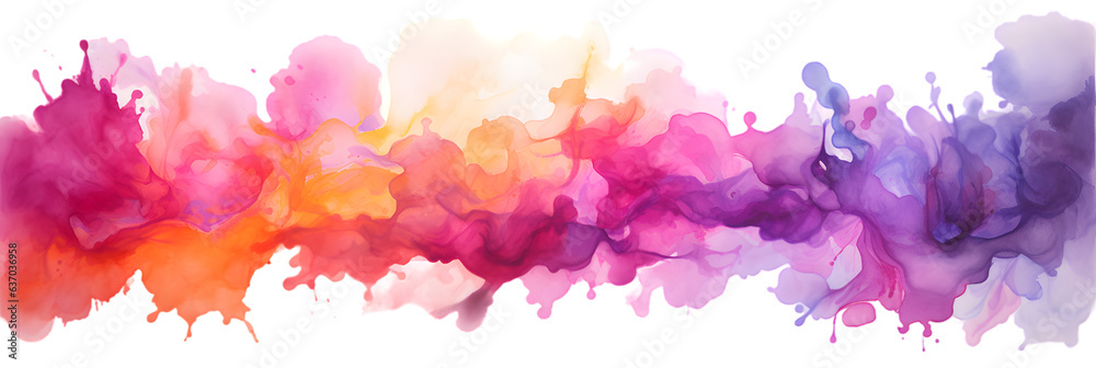 Colorful watercolor splash isolated on transparent background