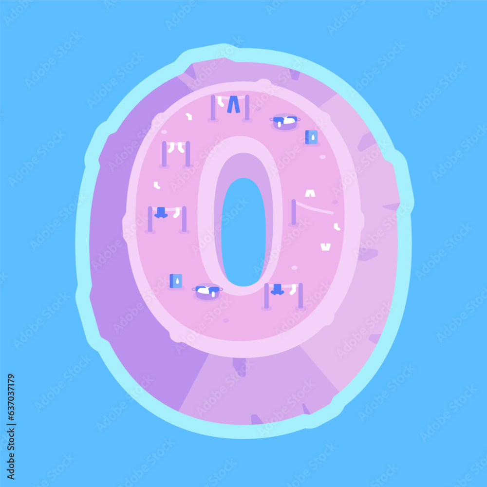 Illustration of the number 0 in the form of an island. Illustration of letter 0 in the form of island with laundry. Alphabet for children, children's pictures. Illustration of the number 0 in the form of an island. Illustration of letter 0 in the form of island with laundry. Alphabet for children, children's pictures.