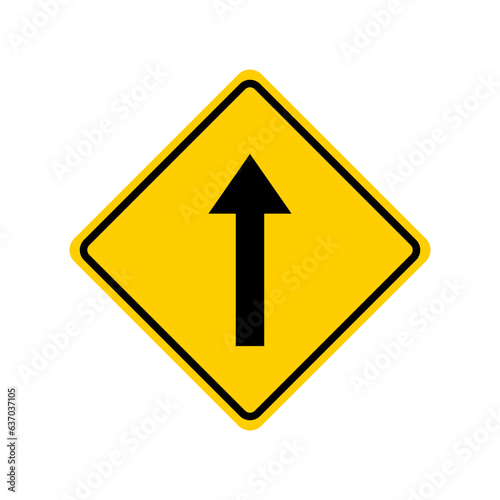 Go Straight Direction Road Sign Yellow Sticker Vector Illustration