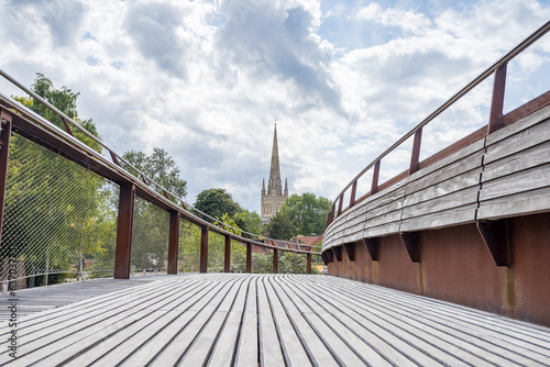 Norwich Cathedral over Jarrold Bridge photo
