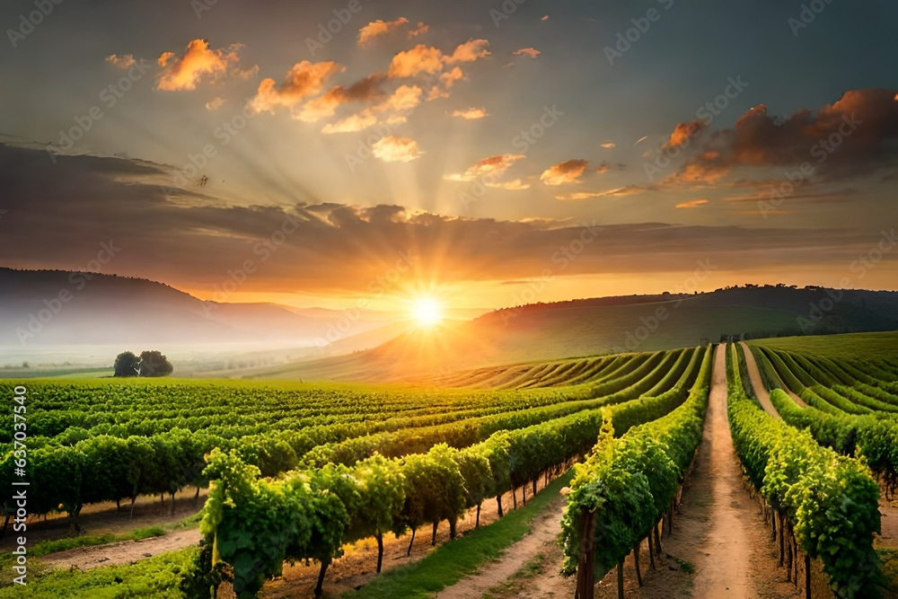 Naklejka premium vineyard in the morning