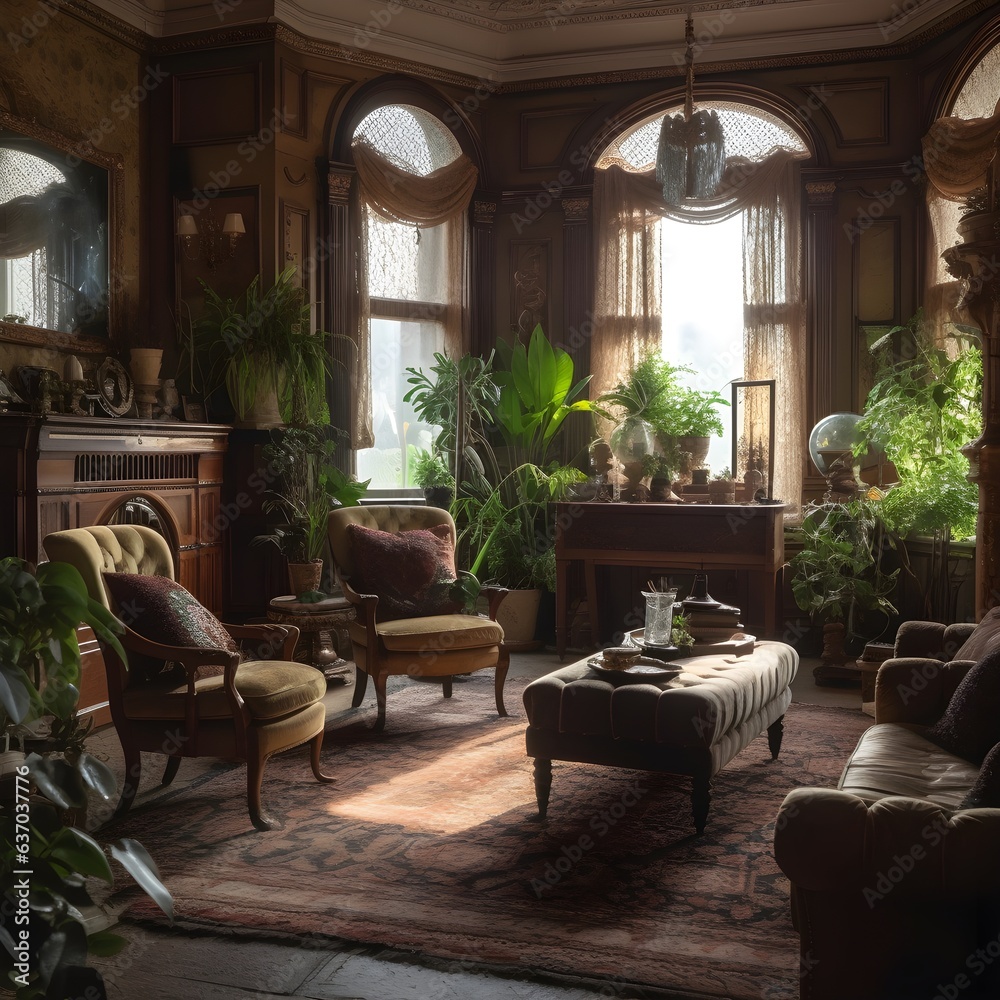 Fototapeta premium Luxury antique style living room