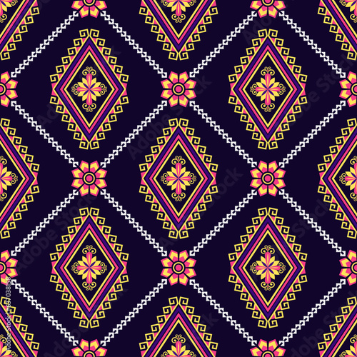 Geometric ethnic pattern seamless flower color. seamless pattern. Design for fabric,curtain,background,carpet,wallpaper,clothing,wrapping,Batik,mandalas,fabric,Vector illustration. pattern style.