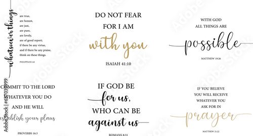 Encouraging Bible Verses set, Christian quotes, religious sayings, vector illustration