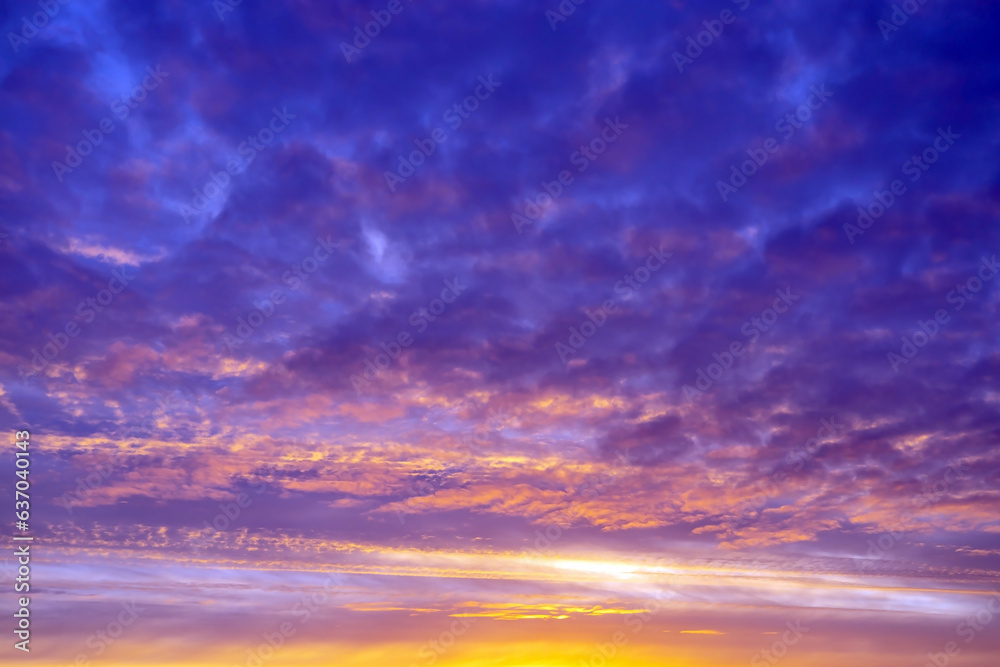 Beautiful sky with clouds at sunrise, natural background