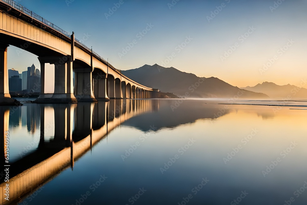 Obraz premium sunset over the river Generated Ai