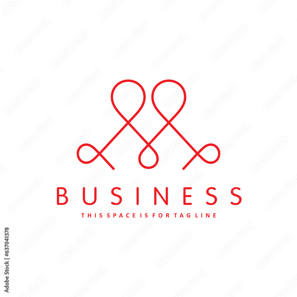 Letter M Twisting Thread Designed with One Line Vector Logo Letter M Twisting Thread Designed with One Line Vector Logo