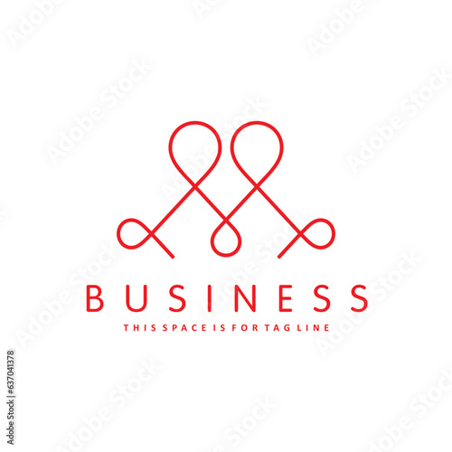 Letter M Twisting Thread Designed with One Line Vector Logo