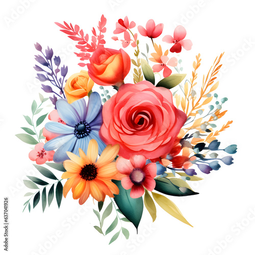 Watercolor flower bouquet Pattern of decorative elements © AGSTRONAUT