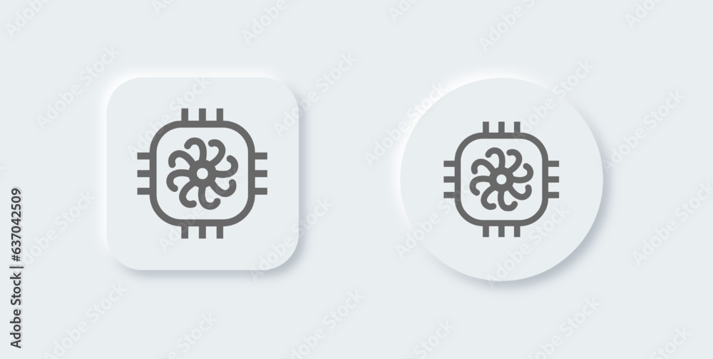 Obraz premium Fan cooler line icon in neomorphic design style. Ventilation signs vector illustration.