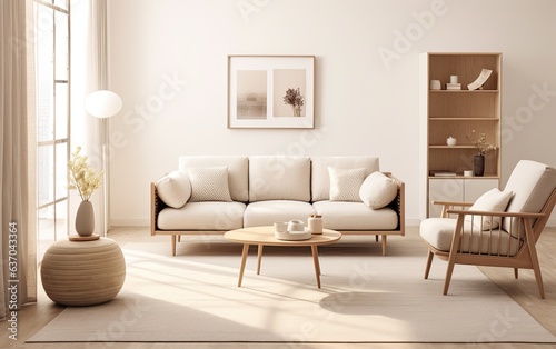Modern white living room with sofa and furniture © AZ Studio