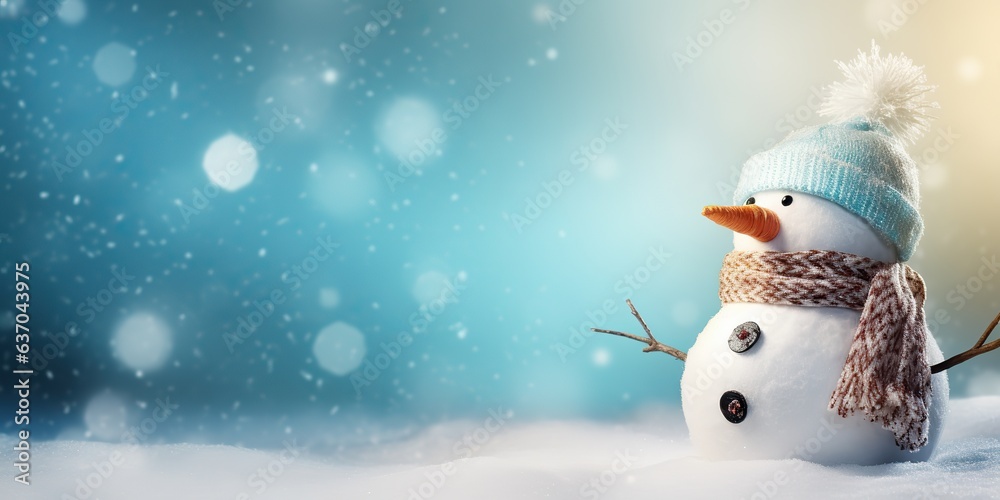 Obraz premium AI Generated. AI Generative. Winter snowball snowflakes snow man snowman christmas new year xmas background mock up. Graphic Art