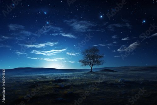 Obraz na płótnie tree view at night anime style