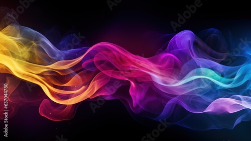 Abstract neon wave on black background