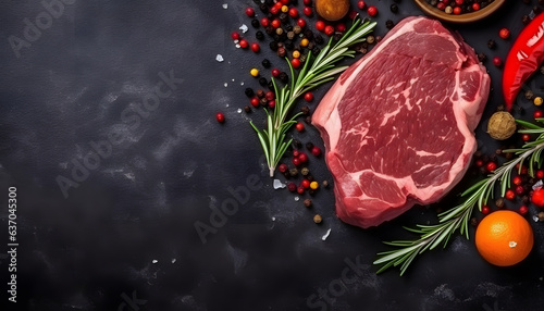 food shot beef steak with spices raw beef meat © AGSTRONAUT