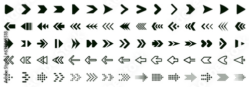Set arrow icons, collection different arrows sign, set different cursor arrow direction symbols in flat style, black arrows icons – stock vector
