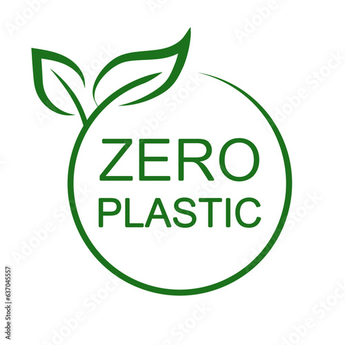 Net zero plastic icon, zero plastic badge green product label, free plastic 100 percent concept – stock vector
