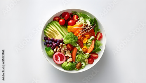 food shot vibrant salad in a simple white bowl