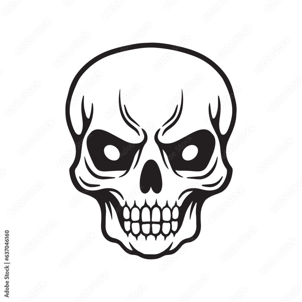 Skull hand drawn illustrations for the design of clothes, stickers, tattoo etc