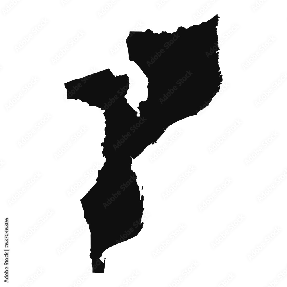 Abstract Silhouette Mozambique Simple Map