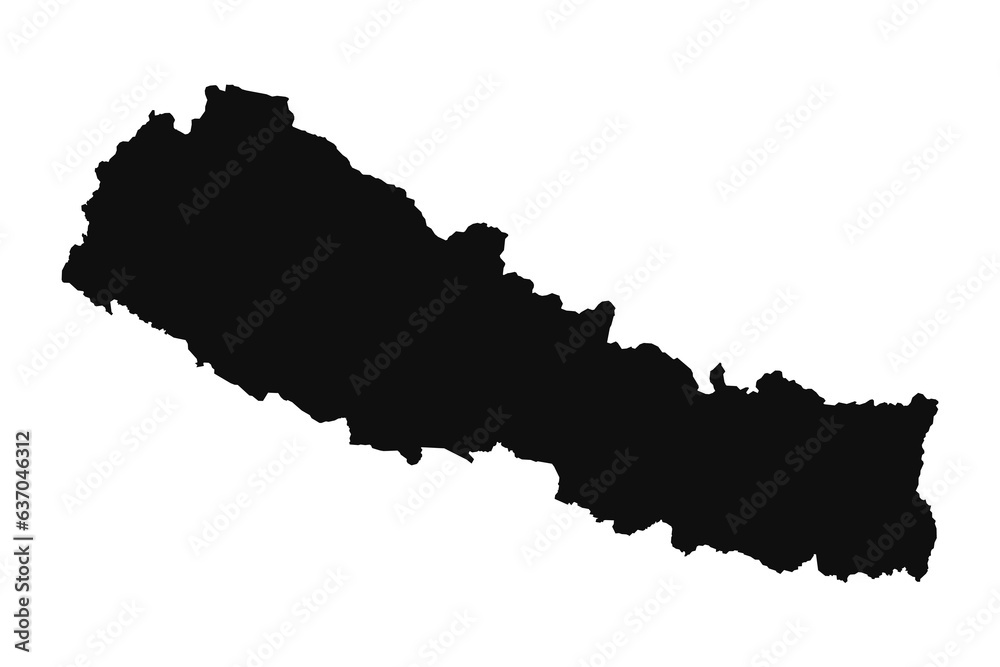 Abstract Silhouette Nepal Simple Map