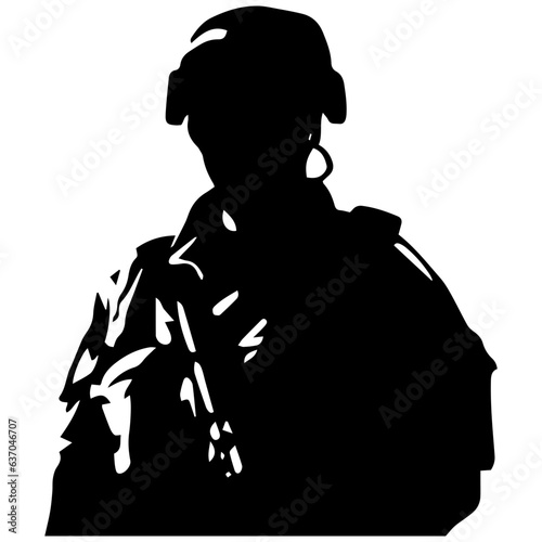 A troop of soldier silhouette vector, a simply designed military man in black and white