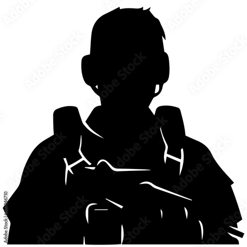 A troop of soldier silhouette vector, a simply designed military man in black and white