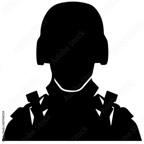 A troop of soldier silhouette vector, a simply designed military man in black and white