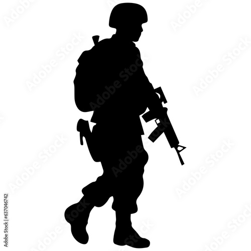 A troop of soldier silhouette vector, a simply designed military man in black and white