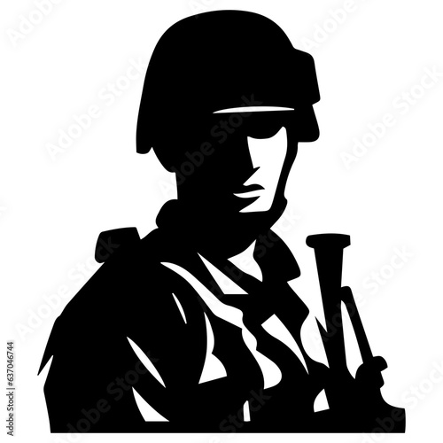 A troop of soldier silhouette vector, a simply designed military man in black and white