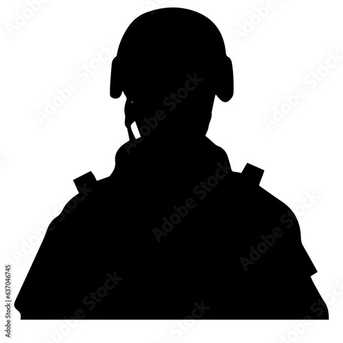 A troop of soldier silhouette vector, a simply designed military man in black and white