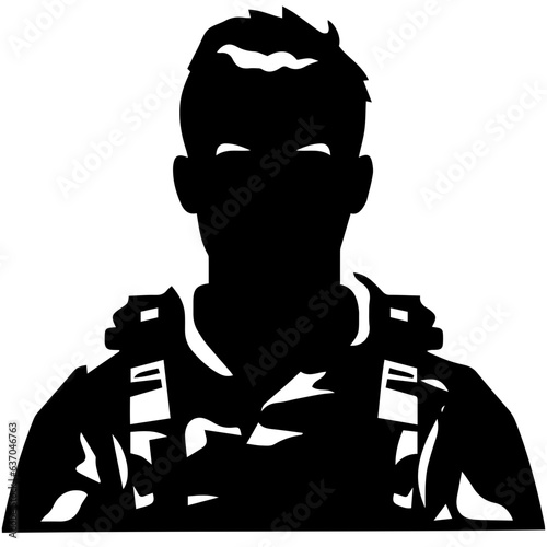 A troop of soldier silhouette vector, a simply designed military man in black and white