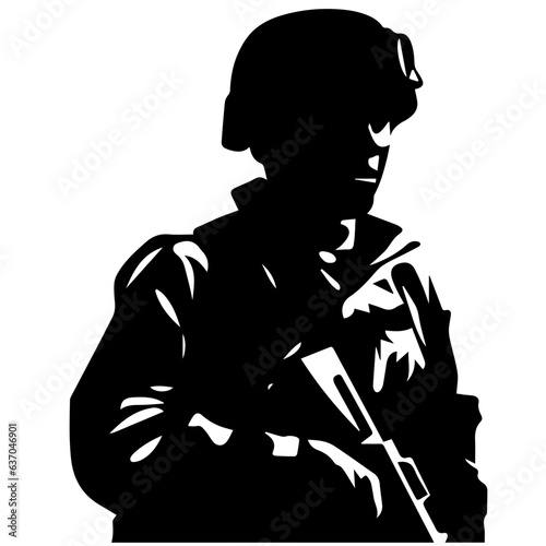 A troop of soldier silhouette vector, a simply designed military man in black and white