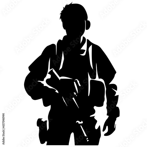 A troop of soldier silhouette vector, a simply designed military man in black and white