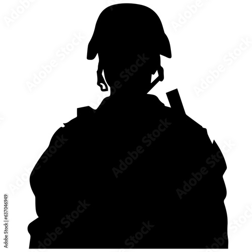 A troop of soldier silhouette vector, a simply designed military man in black and white