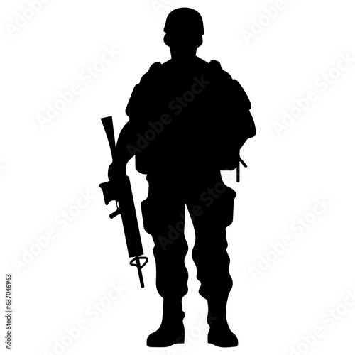 A troop of soldier silhouette vector, a simply designed military man in black and white