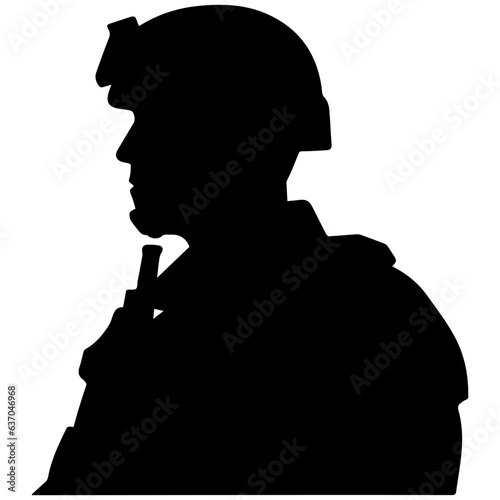 A troop of soldier silhouette vector, a simply designed military man in black and white