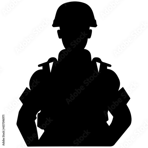 A troop of soldier silhouette vector, a simply designed military man in black and white
