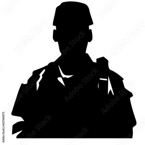 A troop of soldier silhouette vector, a simply designed military man in black and white