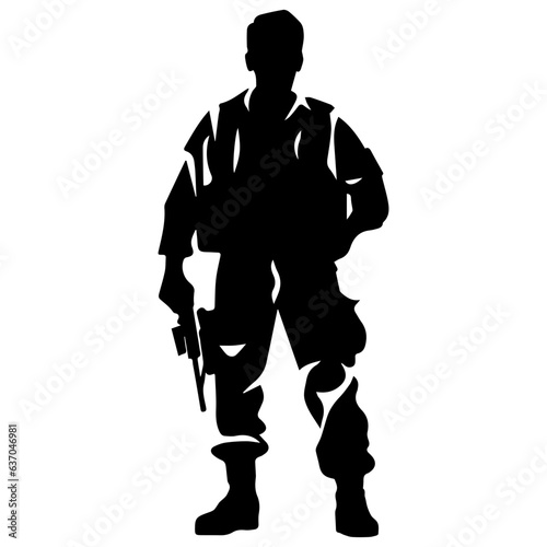 A troop of soldier silhouette vector, a simply designed military man in black and white