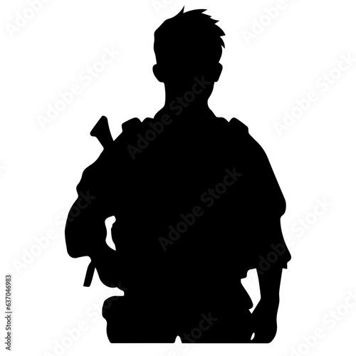 A troop of soldier silhouette vector, a simply designed military man in black and white