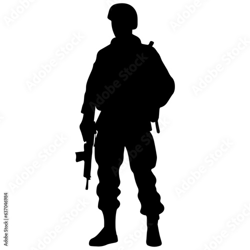 A troop of soldier silhouette vector, a simply designed military man in black and white
