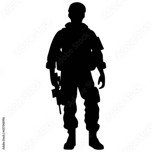 A troop of soldier silhouette vector, a simply designed military man in black and white