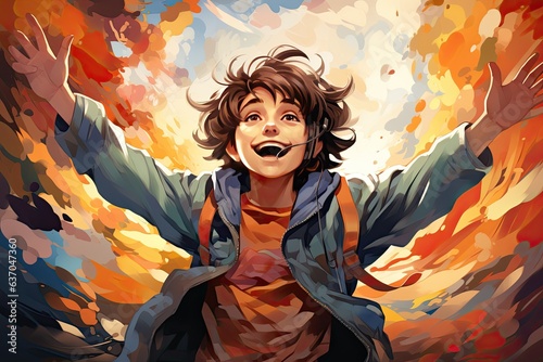 Surreal image of Boy with ADHD with ADD mind 