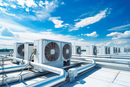White large air conditioning system on the roof.