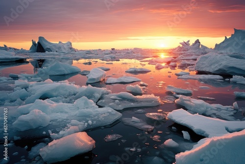 Billede på lærred Ice and icebergs melting because of the global warming