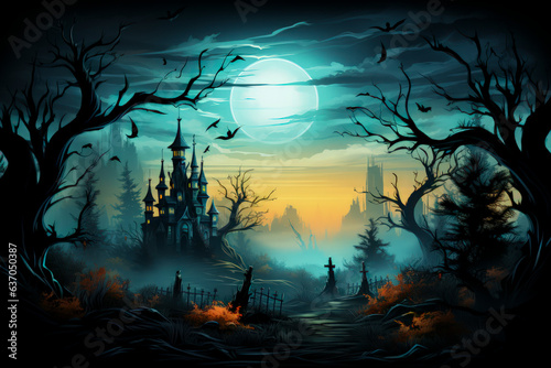 Halloween Scene for Cards, Backgrounds or Advertising © Bill
