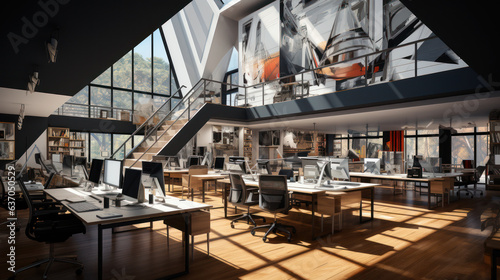 Sustainable Elegance: Modern Green Office. Generative ai
