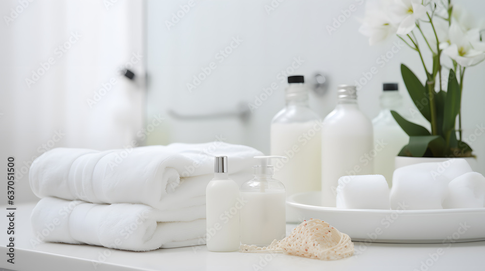 Toiletries soap towel creams and lotions