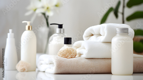 Toiletries soap towel creams and lotions